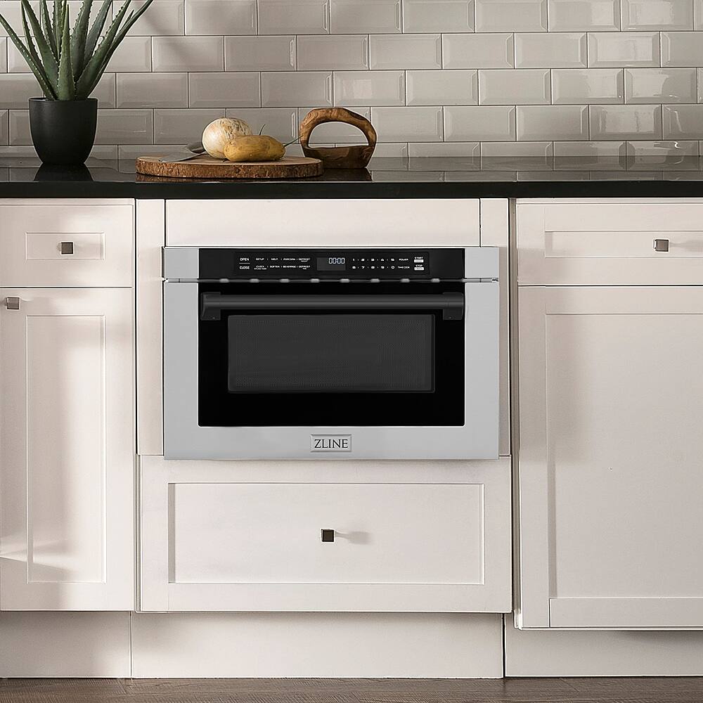 Alt View 13. ZLINE - Autograph Edition 24" 1.2 cu. ft. Built-in Microwave Drawer in Stainless Steel and Matte Black Accents.