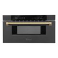 ZLINE - Autograph Edition 30 in. Built-in Microwave Drawer in Black Stainless Steel and Champagne Bronze Accents