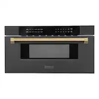 ZLINE - Autograph Edition 30 in. Built-in Microwave Drawer in Black - Stainless Steel and Champagne Bronze Accents - Front_Zoom