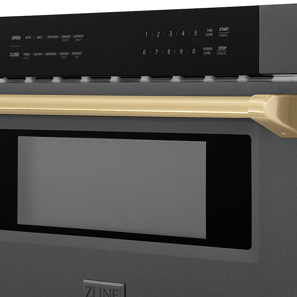Alt View 12. ZLINE - Autograph Edition 30 in. Built-in Microwave Drawer in Black Stainless Steel and Champagne Bronze Accents.