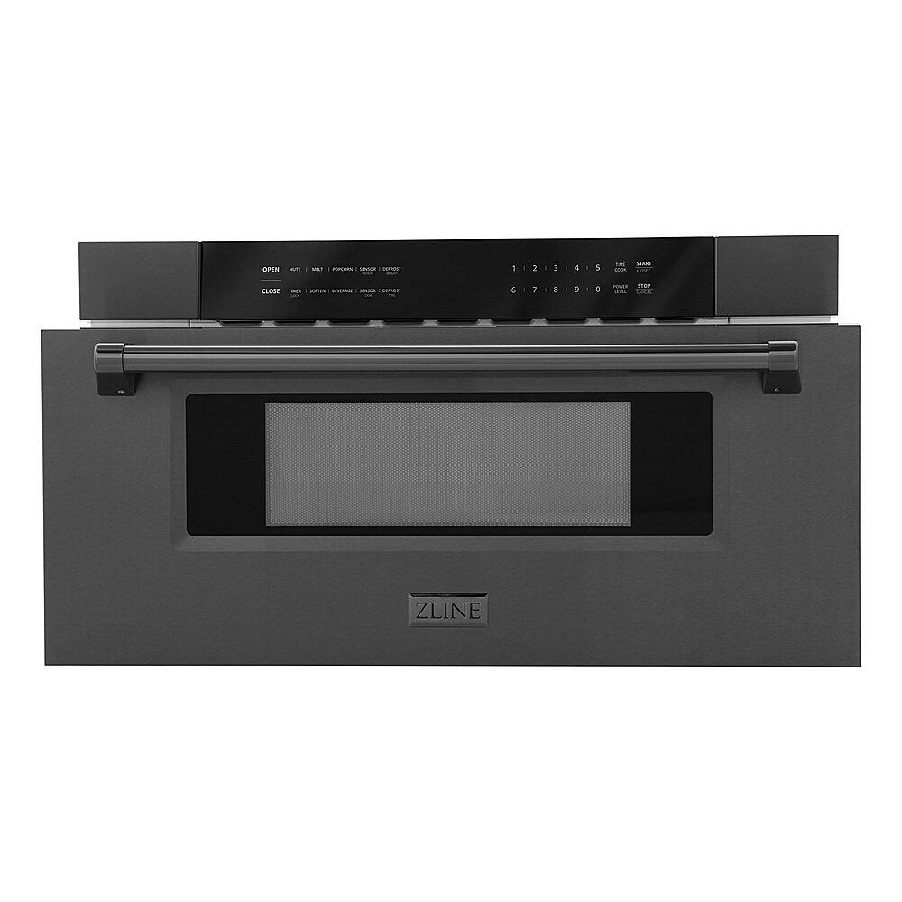 Angle. ZLINE - 30 in.  Built-in Microwave Drawer in Black Stainless Steel.