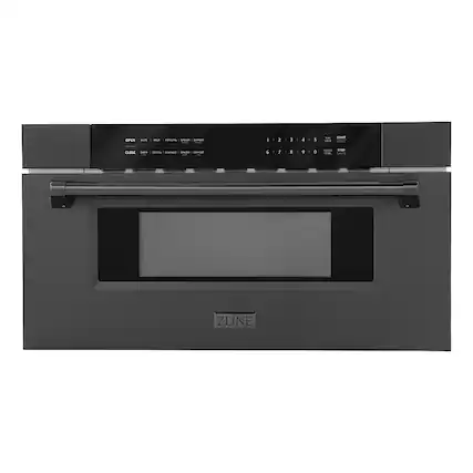 Front. ZLINE - 30 in. Built-in Microwave Drawer in Black Stainless Steel.