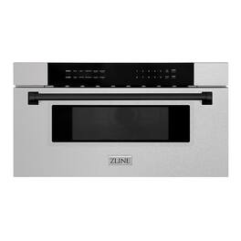 ZLINE - Autograph 30 in. Built-In Microwave Drawer in Satin Steel with Matte Black Accents - Stainless Steel and Matte Black Accents