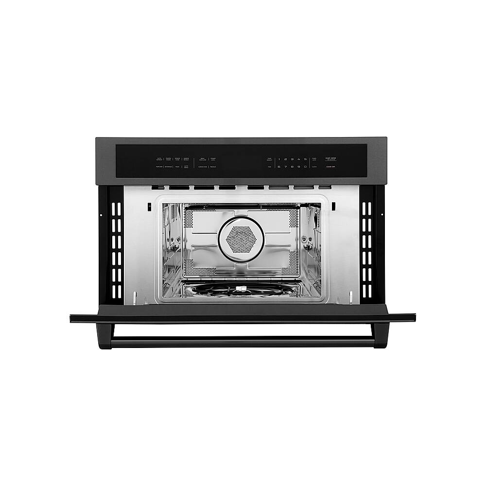 Angle. ZLINE - 30" 1.6 cu ft. Built-in Convection Microwave Oven in Black Stainless Steel with Speed and Sensor Cooking.