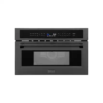 Front. ZLINE - 30" 1.6 cu ft. Built-in Convection Microwave Oven in Black Stainless Steel with Speed and Sensor Cooking.