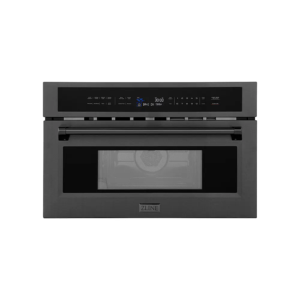 Front. ZLINE - 30" 1.6 cu ft. Built-in Convection Microwave Oven in Black Stainless Steel with Speed and Sensor Cooking.