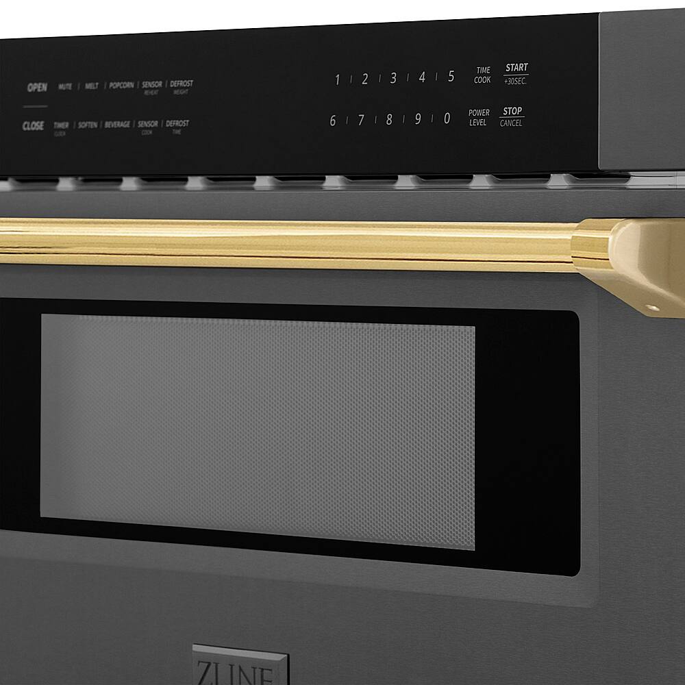 Alt View 12. ZLINE - Autograph Edition 30 in. Built-in Microwave Drawer in Black Stainless Steel and Gold Accents.