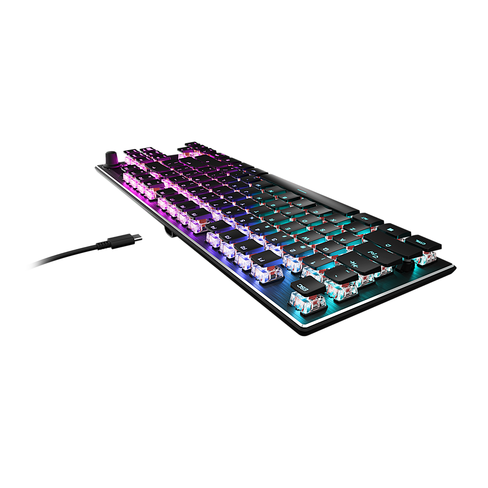 Angle. Turtle Beach - Vulcan TKL Wired Mechanical TITAN Linear Switch Gaming Keyboard with Per-key AIMO RGB Lighting - Black.