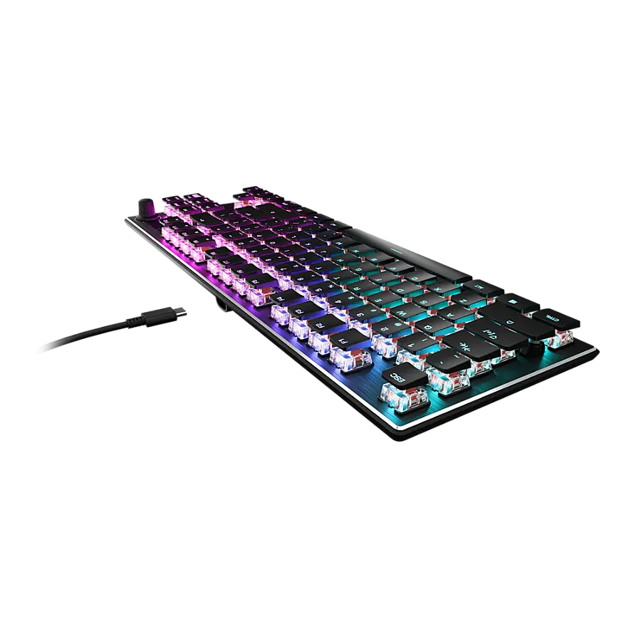 Angle. Turtle Beach - Vulcan TKL Wired Mechanical TITAN Linear Switch Gaming Keyboard with Per-key AIMO RGB Lighting - Black.