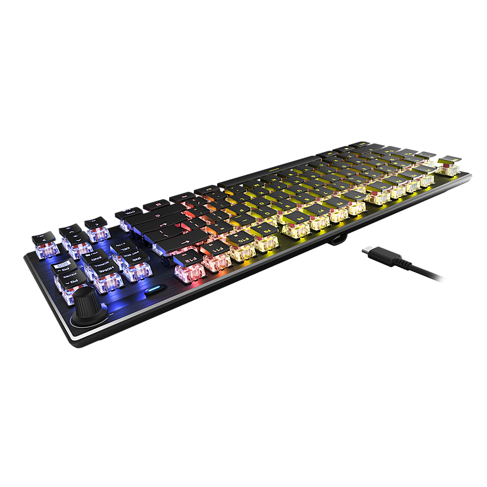 Left. Turtle Beach - Vulcan TKL Wired Mechanical TITAN Linear Switch Gaming Keyboard with Per-key AIMO RGB Lighting - Black.