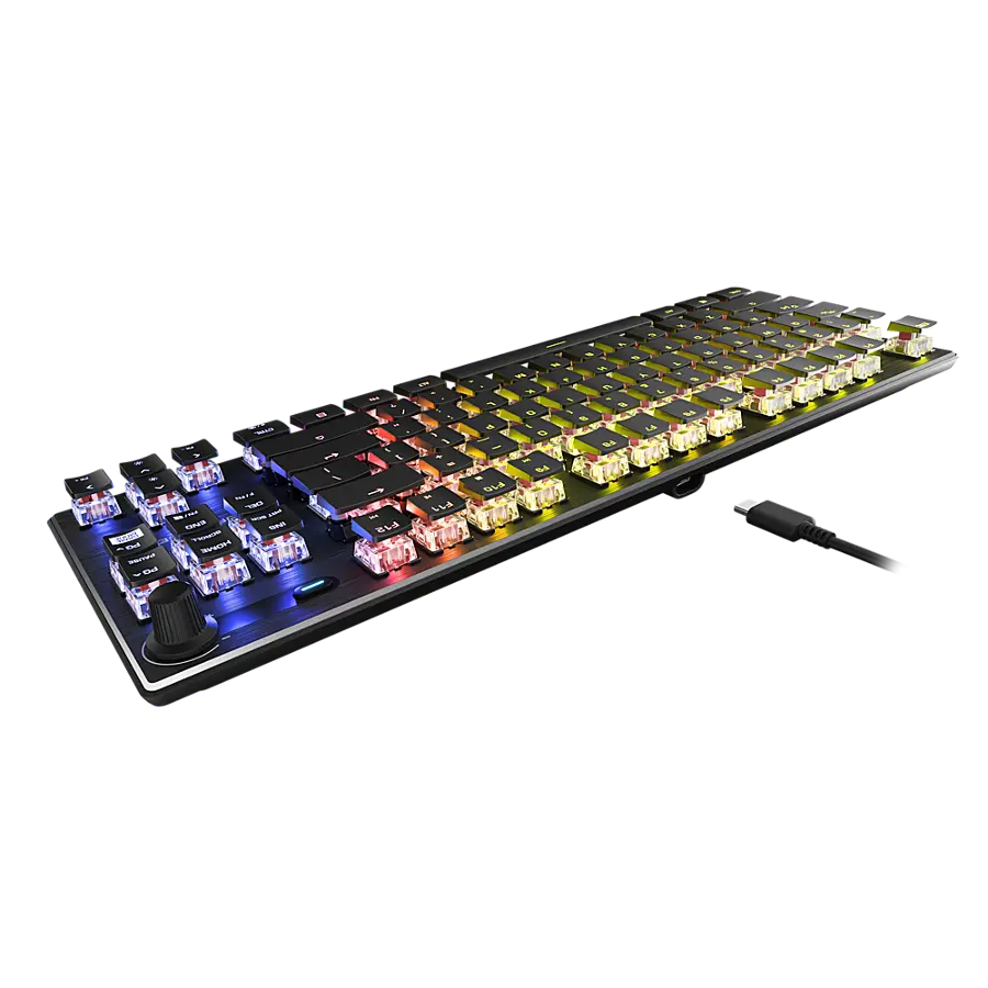 Left. Turtle Beach - Vulcan TKL Wired Mechanical TITAN Linear Switch Gaming Keyboard with Per-key AIMO RGB Lighting - Black.