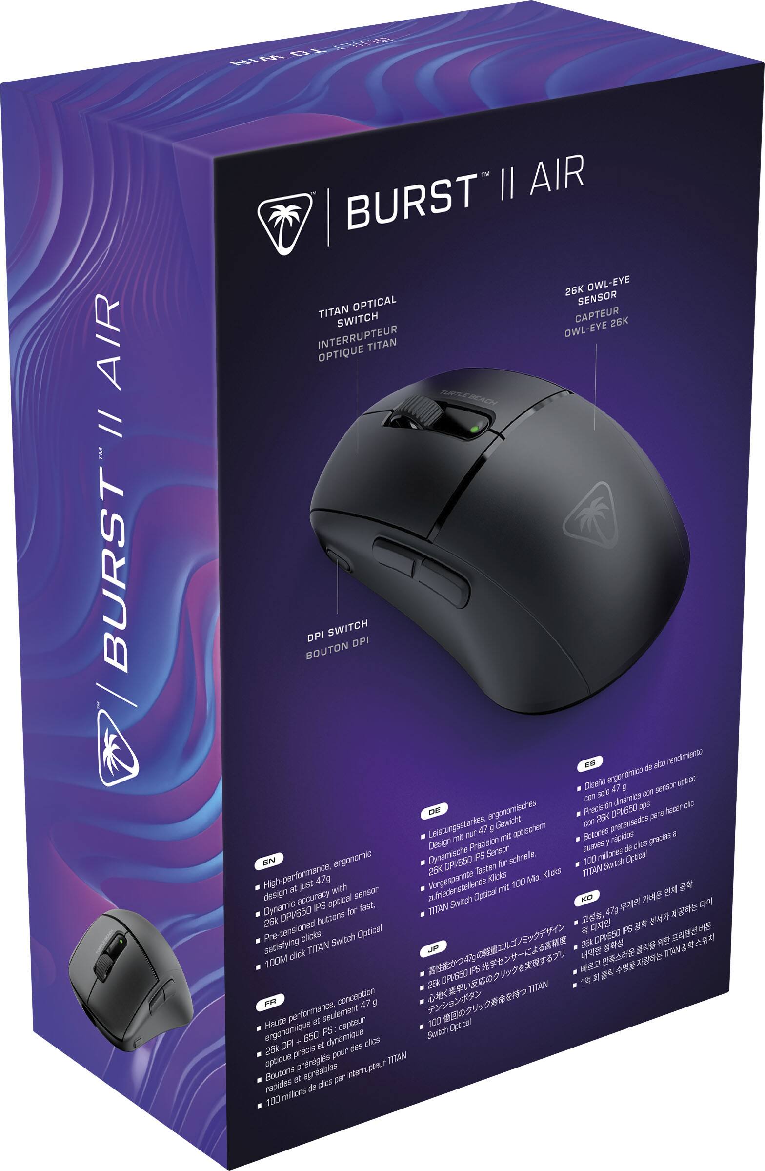 Alt View 18. Turtle Beach - Burst II Air Ultra Lightweight Wireless Symmetrical Gaming Mouse with Bluetooth & 120-hour battery - Black.