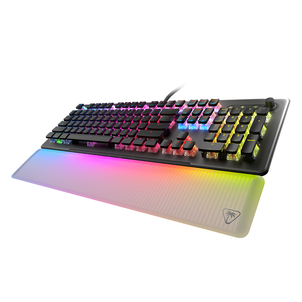 Left. Turtle Beach - Turtle Beach Vulcan II Max Full-size Wired Mechanical TITAN Switch Gaming Keyboard with RGB lighting and palm rest - Black.
