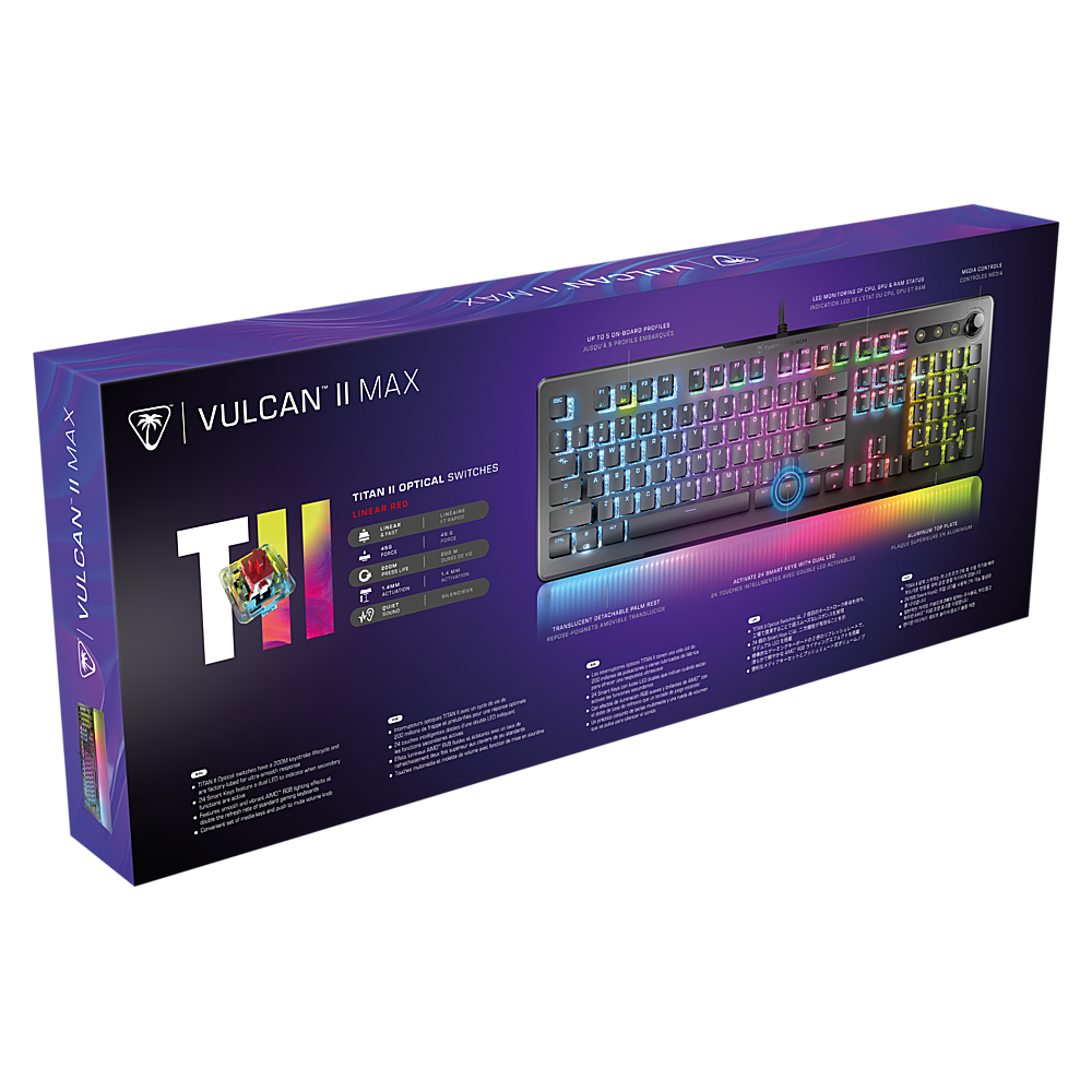 Alt View 19. Turtle Beach - Turtle Beach Vulcan II Max Full-size Wired Mechanical TITAN Switch Gaming Keyboard with RGB lighting and palm rest - Black.