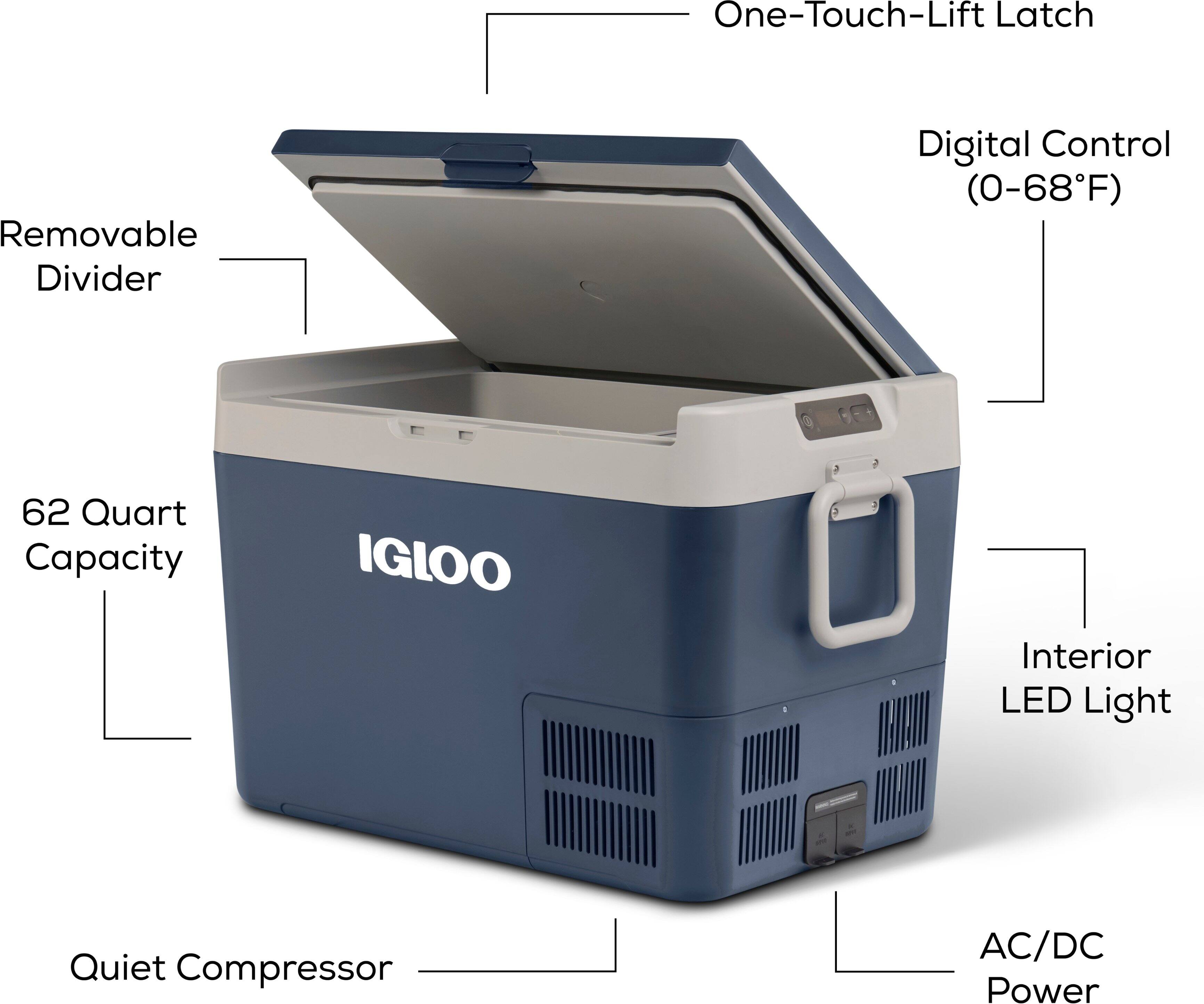 Angle. Igloo - ICF60 Iceless Powered Cooler - Rugged Blue.