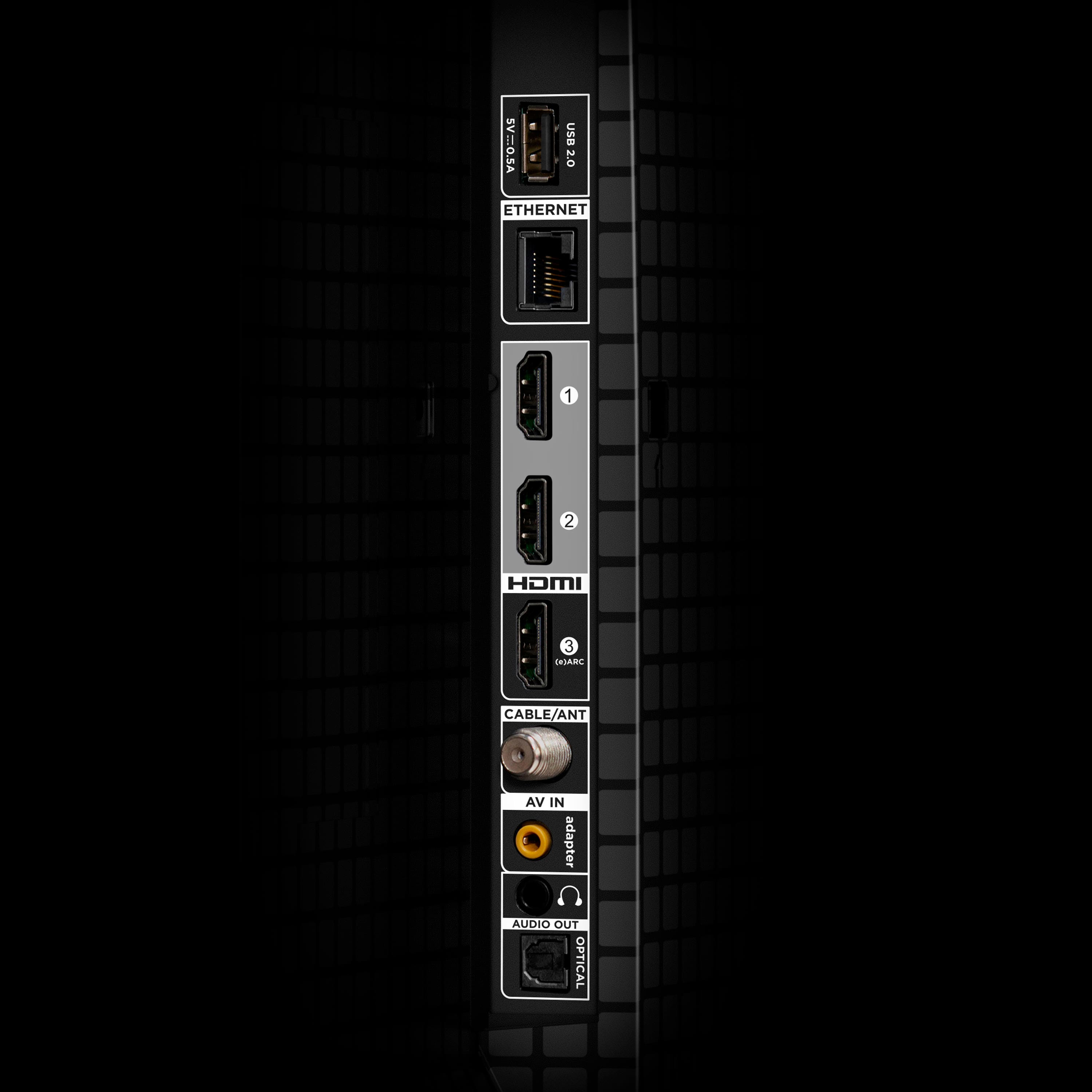 The image features a black device with multiple ports, including a USB port, an Ethernet port, and a HDMI port. There is also a cable/antenna adapter, an audio out port, and an optical port. The device is designed to connect to various electronic devices and provide a range of functionalities, such as internet access, video and audio output, and cable or antenna connectivity.