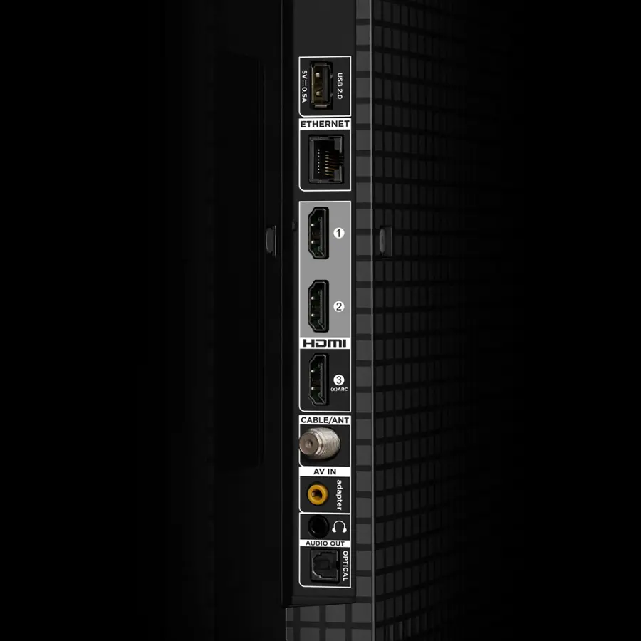 The image shows a back view of a device with several ports, including Ethernet, HDMI, and USB. The device also has a power button and an audio out port. The ports are labeled with numbers, indicating their order. The device is designed to connect to various devices, such as a computer, television, or other electronic equipment.