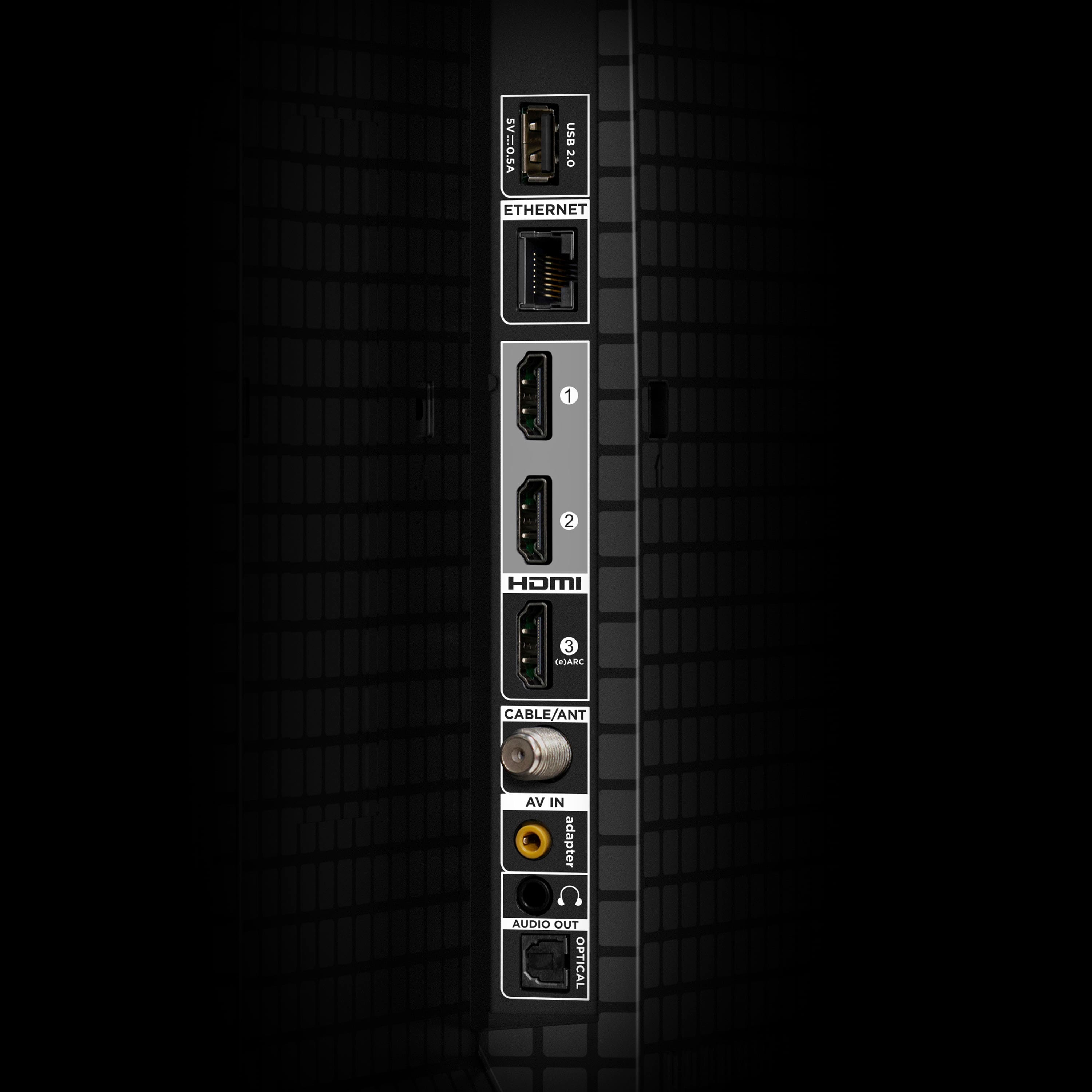 The image features a black device with several ports, including a USB port, an Ethernet port, and a HDMI port. There are also two audio ports, one for input and one for output, as well as an optical port. The device is designed to connect to a computer and provide various input and output options for users.