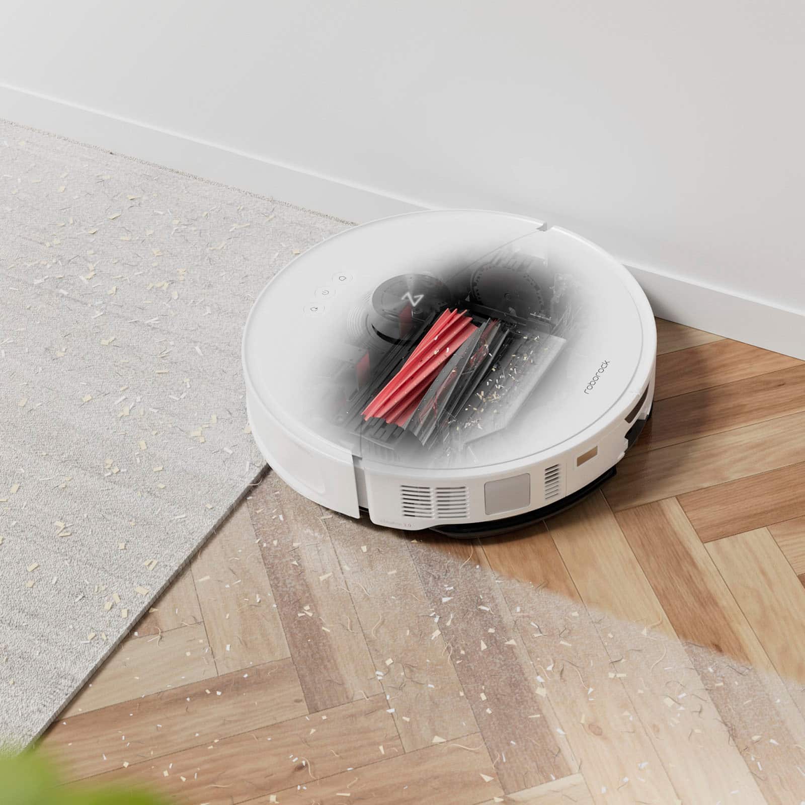 Alt View 13. Roborock - S8 MaxV Ultra Robot Vacuum and Mop with FlexiArm Design Side Brush, 10,000 Pa Suction and 8-in-1 RockDock Ultra - White.