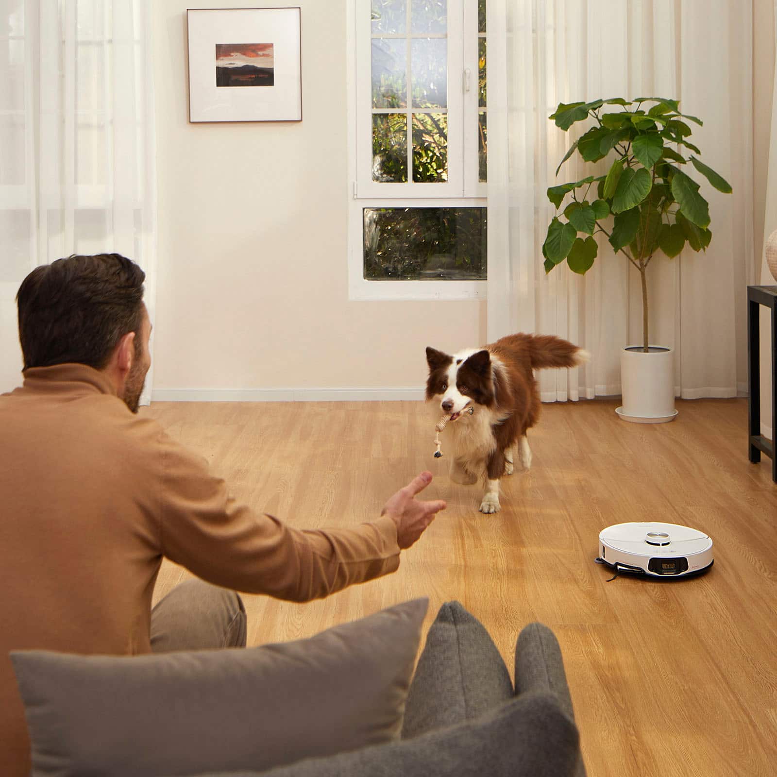 Alt View 25. Roborock - S8 MaxV Ultra Robot Vacuum and Mop with FlexiArm Design Side Brush, 10,000 Pa Suction and 8-in-1 RockDock Ultra - White.