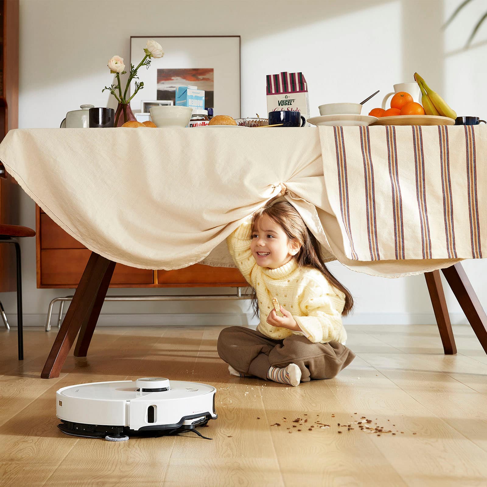 Alt View 26. Roborock - S8 MaxV Ultra Robot Vacuum and Mop with FlexiArm Design Side Brush, 10,000 Pa Suction and 8-in-1 RockDock Ultra - White.