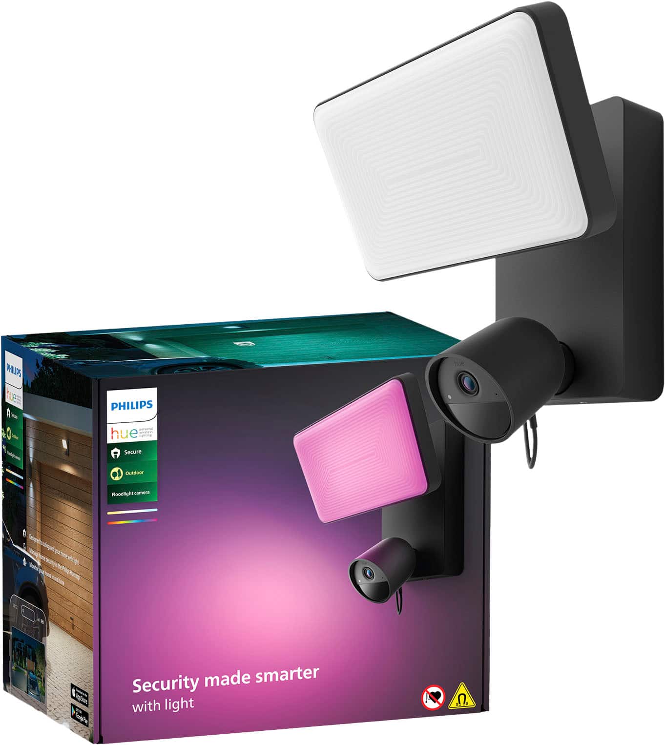 Philips - Hue Outdoor Floodlight Camera - Black - Front_Zoom