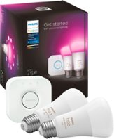 Philips - Hue Color A19 Smart LED Bulb 2PK + Hue Bridge - White and Color Ambiance - Front_Zoom