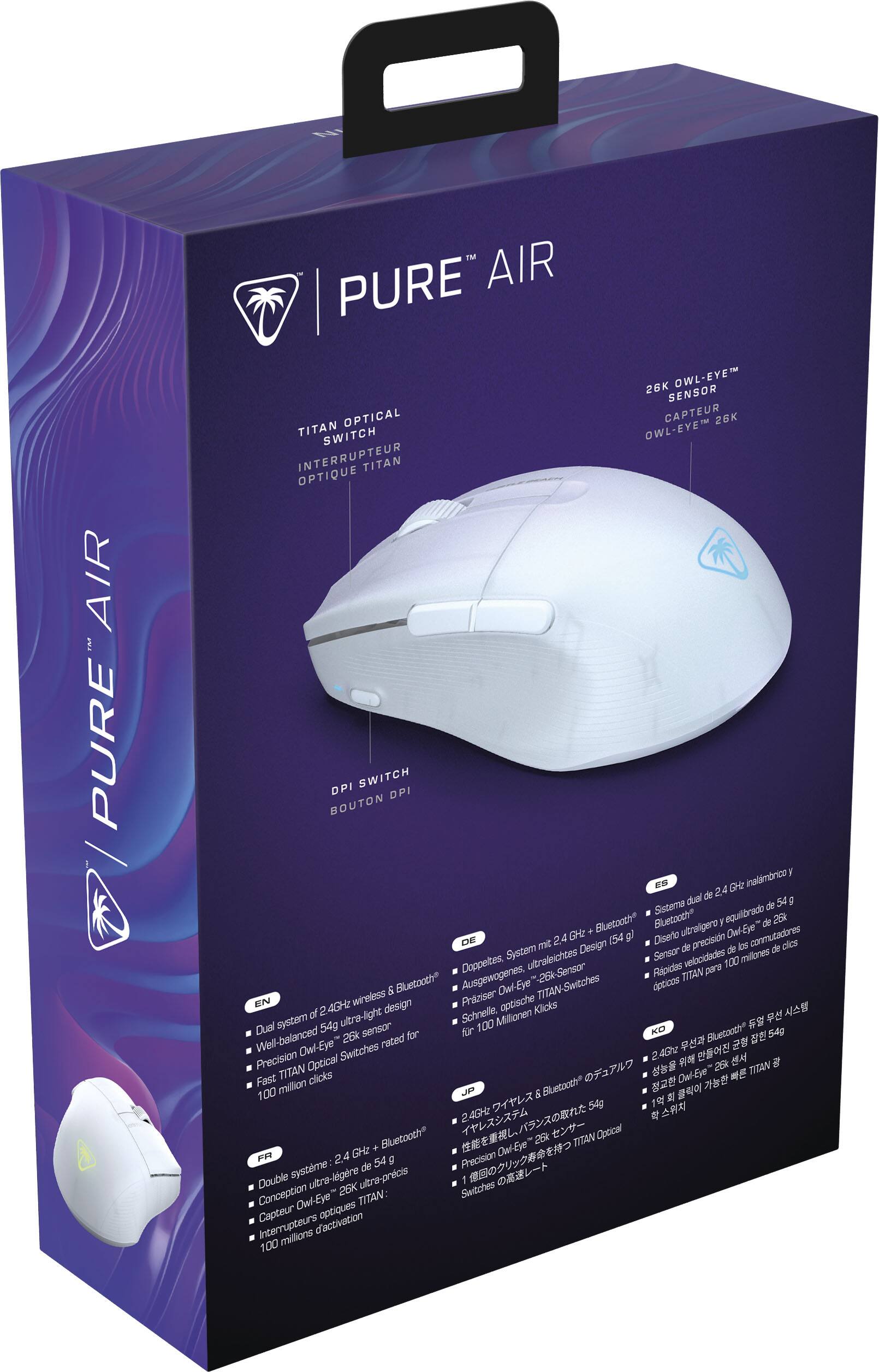 Alt View 19. Turtle Beach - Pure Air Ultra-Light Wireless Ergonomic RGB Gaming Mouse with 26K DPI Optical Sensor & 125 hour Battery - White.