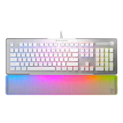 Front. Turtle Beach - Turtle Beach Vulcan II Max Full-size Wired Mechanical TITAN Switch Gaming Keyboard with RGB lighting and palm rest - White.