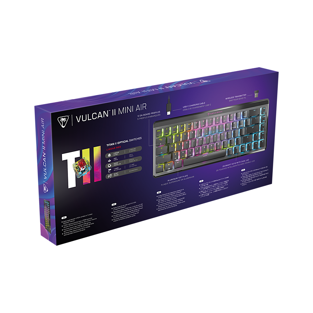 Alt View 18. Turtle Beach - Vulcan II Mini Air 65% Wireless Optical Mechanical Gaming Keyboard with Customizable RGB Illumination - Black.