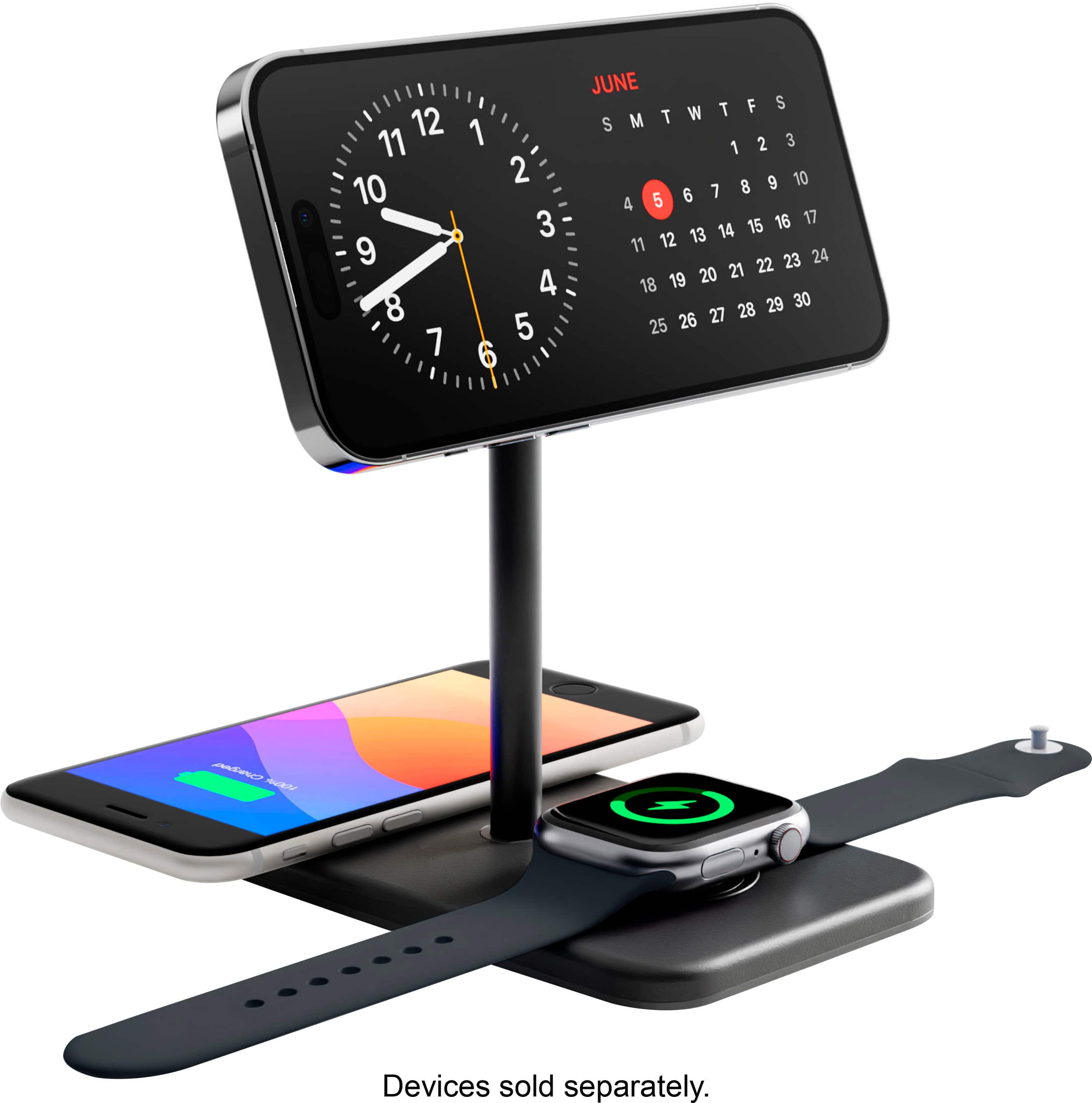Alt View 12. Twelve South - HiRise 3 Deluxe 3-in-1 Desktop Charging Stand with MagSafe - Black.