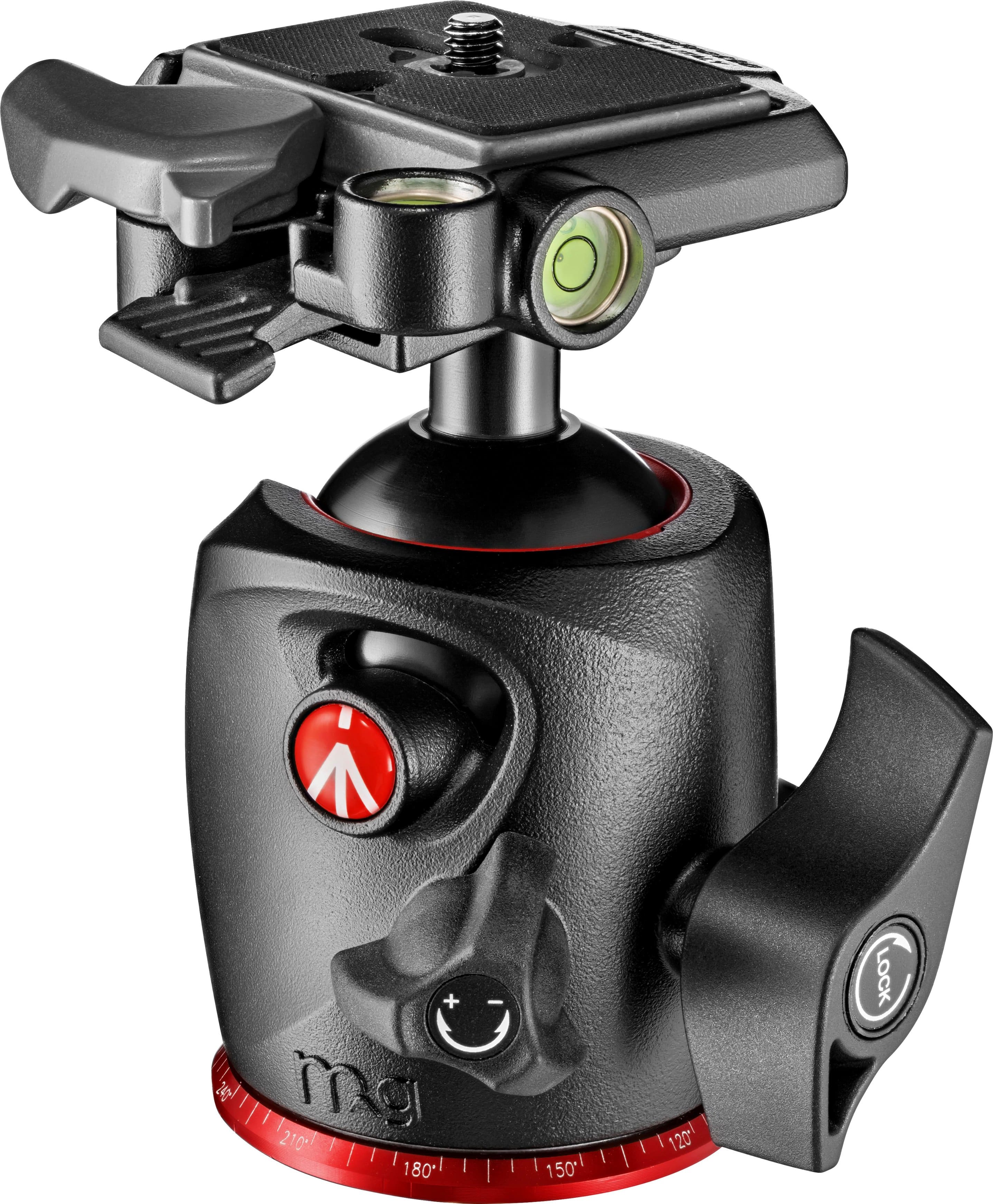 The image features a black camera mounting bracket with a red button. The bracket is designed to securely attach a camera to a tripod. The red button is likely used to lock the camera in place, ensuring it remains stable during use. The bracket is suitable for use with cameras weighing up to 20 grams.