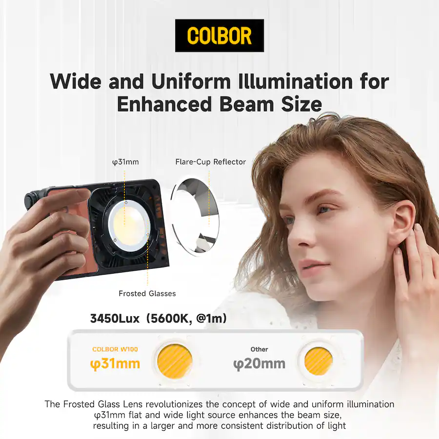 COLBOR - Wonder W100 Lampe vidéo COB de poche bicolore - Noir