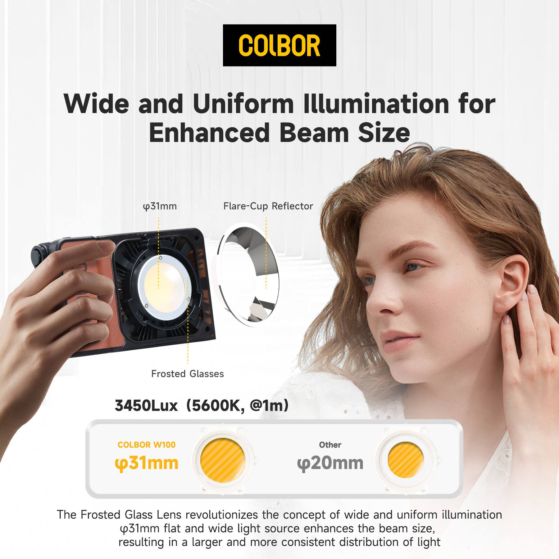 COLBOR - Wonder W100 Lampe vidéo COB de poche bicolore - Noir