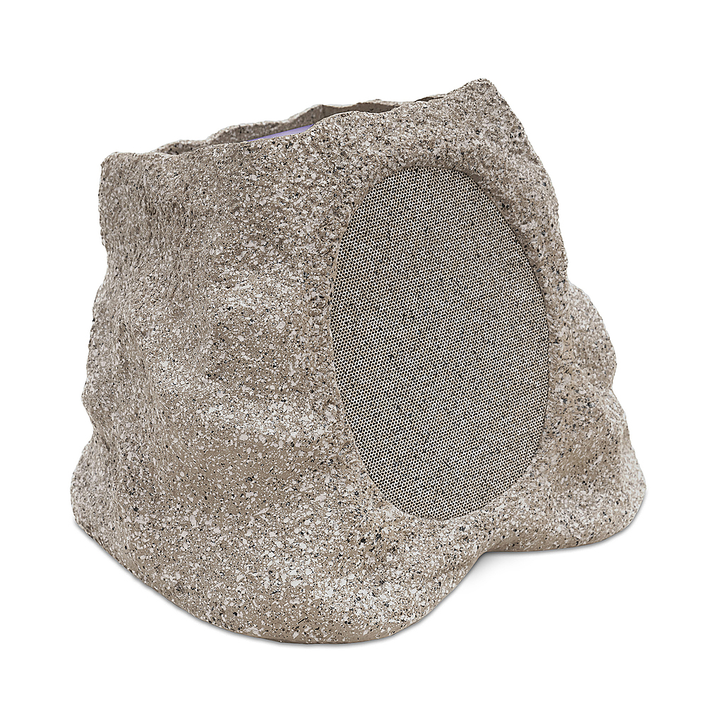 Back View: Victrola Outdoor Wireless Bluetooth Solar Rock Speaker Connect - Granite