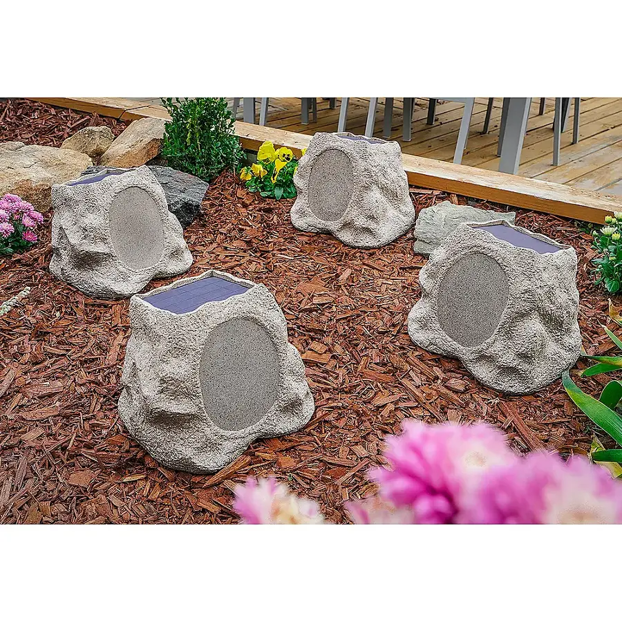 Alt View 13. Victrola - Outdoor Wireless Bluetooth Solar Rock Speaker Connect (Each) - Stone.