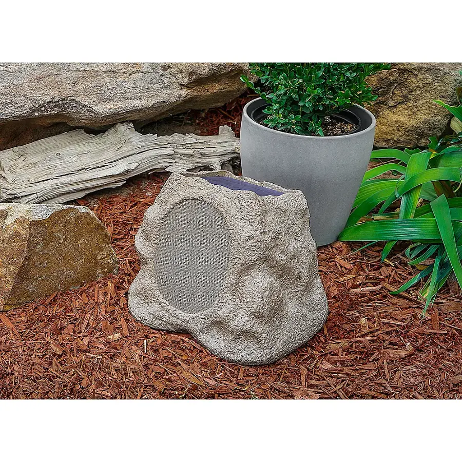 Alt View 15. Victrola - Outdoor Wireless Bluetooth Solar Rock Speaker Connect (Each) - Stone.