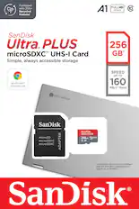 Alt View 11. SanDisk - Ultra PLUS 256GB microSDXC UHS-I Memory Card for Chromebook - grey/red.
