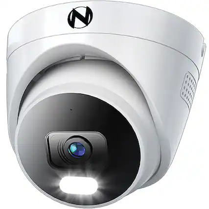 Front. Night Owl - Indoor/Outdoor Add On Wired IP 4K Security Dome Camera with 2-Way Audio - White.