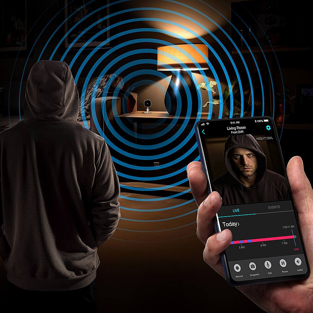 Alt View 15. Night Owl - 2 Camera Indoor AC Powered Plug-In Wireless 1080p Security Cameras with 2-Way Audio - White.