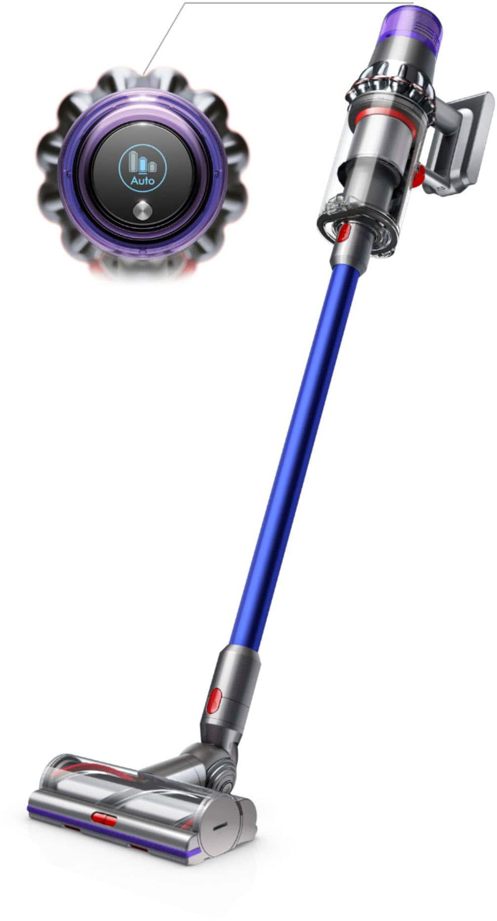 Left View: Dyson - Refurbished V11 Torque Drive Cordless Vacuum - Blue/Nickel