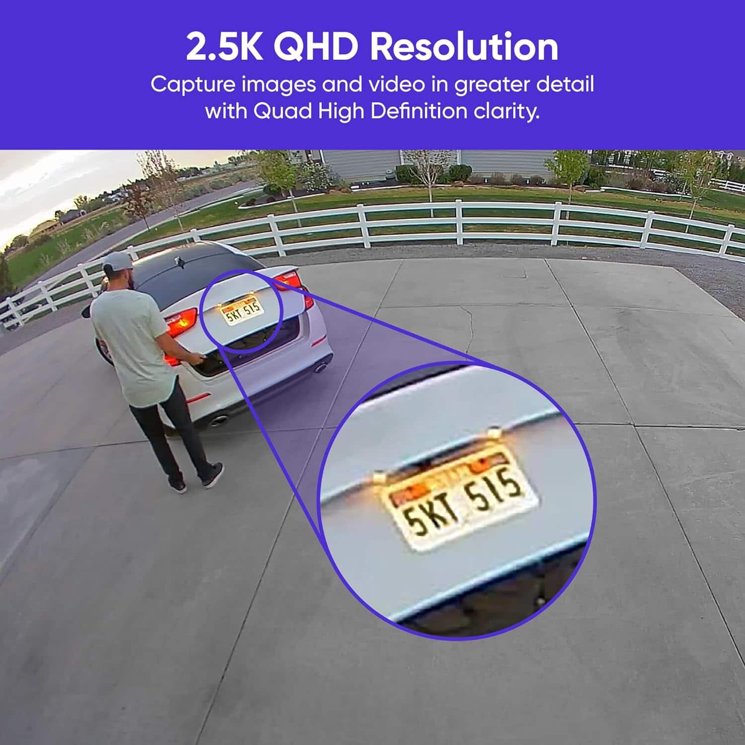 2.5K QHD Resolution: Capture images and video in greater detail with Quad High Definition clarity.
5KT 515: The license plate of the car.