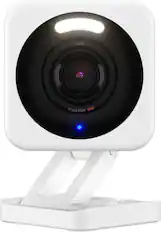 Front. Wyze - Cam V4 2.5k QHD WiFi, Indoor/Outdoor, Wired Security Camera with Color Night Vision - White.