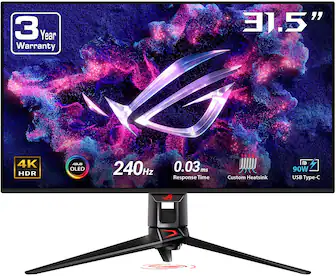 ASUS - ROG Swift 32" 4K OLED 240Hz 0.03ms Gaming Monitor with FreeSync Premium Pro and HDR (DisplayPort, HDMI) - Black