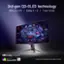 3rd-gen QD-OLED technology 99% DCI-P3 | Delta E<2 E < 2 I True 10 bit F - 20G 1 A A1  . i UPETN  M d 1 - ddas SETEO e - SY OF REPUBLIC Dolby Vision* VESA CERTIFIED TRoe BLACE DisplayHDR 400 *Dolby Vision HDR support will be ready in 1H 2024.