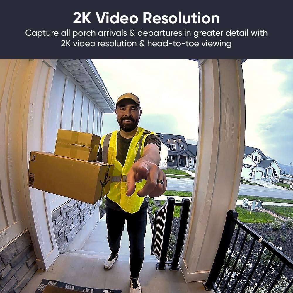 2K Video Resolution: Capture all porch arrivals & departures in greater detail with 2K video resolution & head-to-toe viewing.