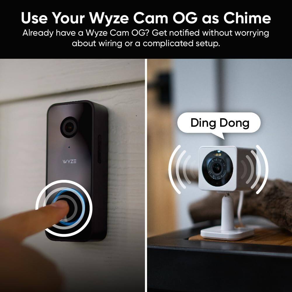 Use Your Wyze Cam OG as Chime: Already have a Wyze Cam OG? Get notified without worrying about wiring or a complicated setup. Ding Dong Wyze.