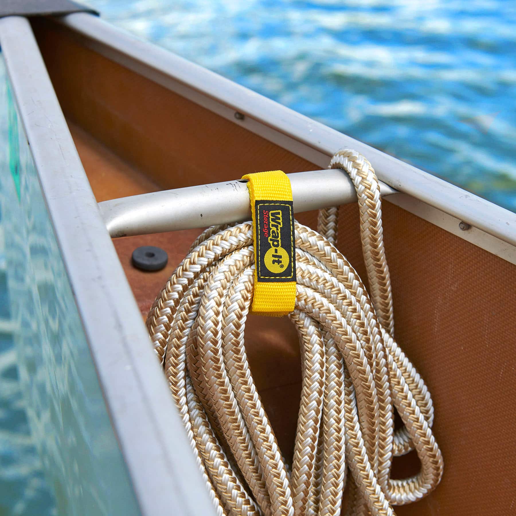 Left. Wrap-It Storage - Quick-Straps - 12-inch (3-Pack) - Weatherproof Hook and Loop Strap - Yellow.