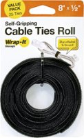 Wrap-It Storage Self-Gripping Cable Ties Roll - 8-inch (25-Pack) Black - Reusable Hook and Loop Ties - Black - Angle_Zoom