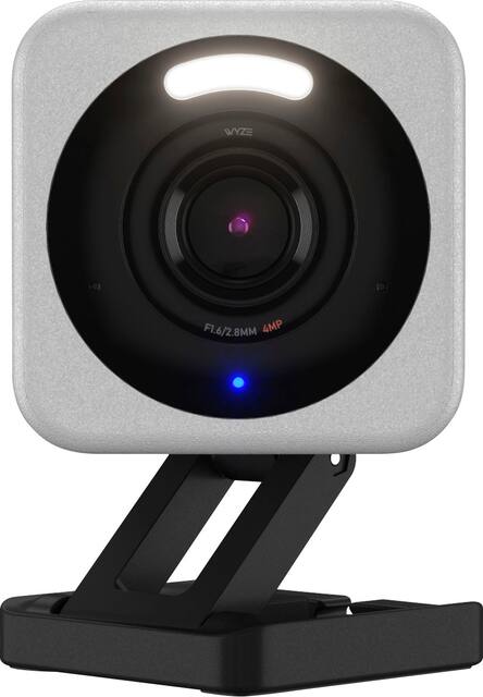 Wyze - Cam v4 - Indoor/Outdoor, Plug-in, 2.5K WiFi Security Camera with Color Night Vision & Motion Activated Spotlight - Gray